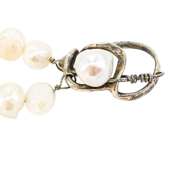 Antique William B Kerr 4730 Arts & Crafts Style Baroque Pearl Bracelet 8.25 In - Picture 5 of 12